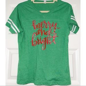 Merry and Bright Christmas T-shirt. Size Medium.
